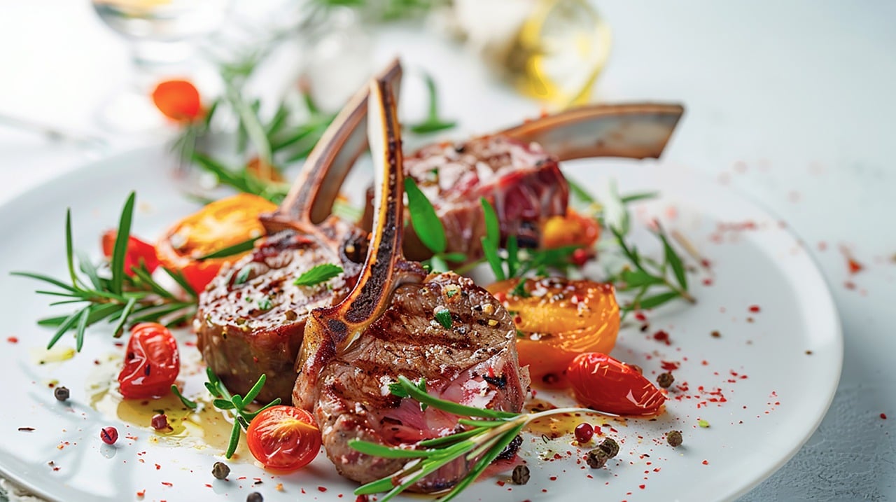 lamb chops, plating, food